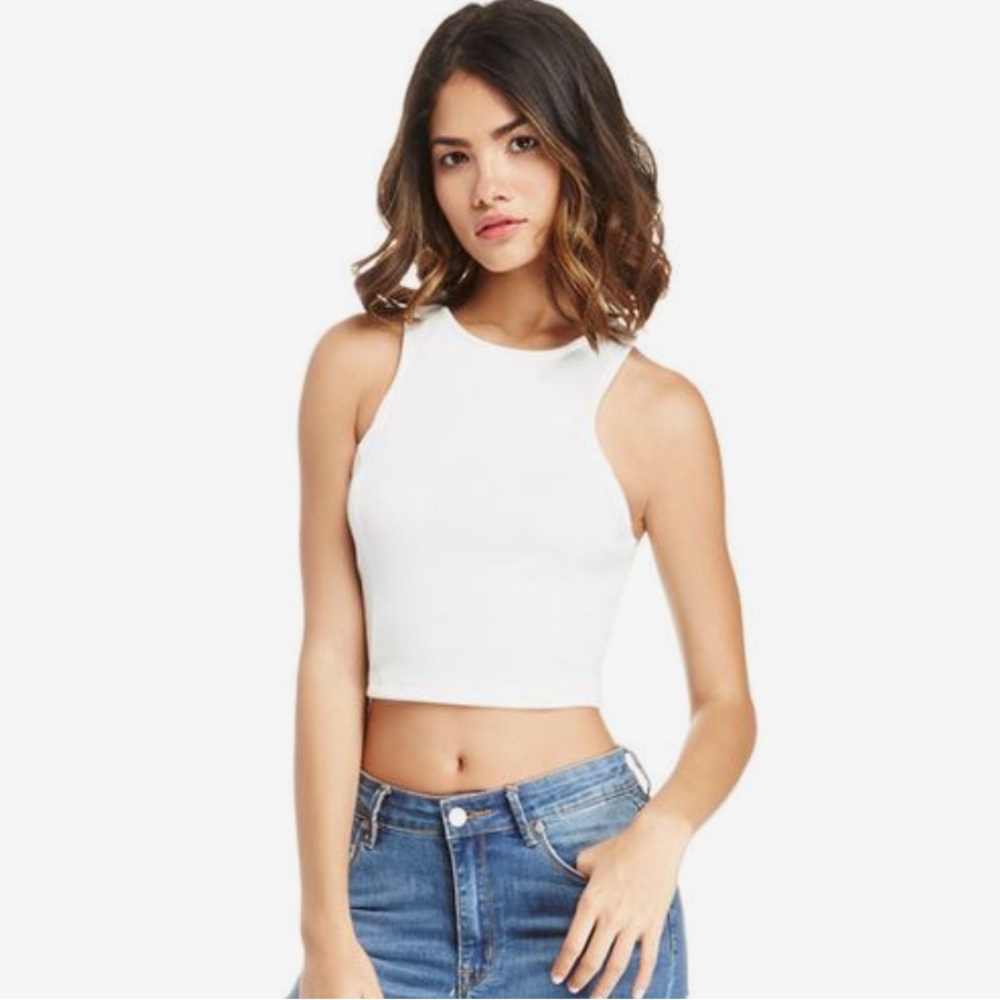 DailyLook White Cropped Crop Top Racerback Small